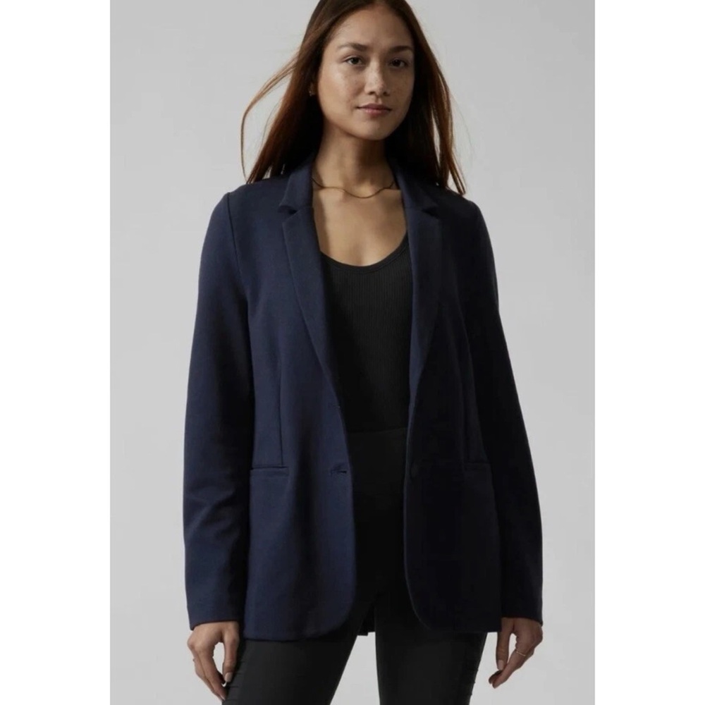 🚫SOLD ON E.AY🚫NWT Athleta women’s navy blue Venice blazer jacket sz 6 knit